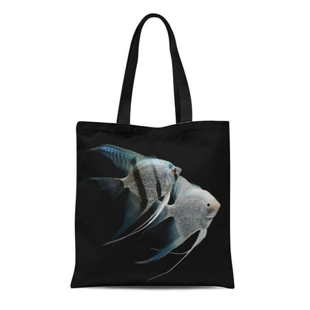 ASHLEIGH Canvas Tote Bag Silver Angelfish Angel Fish Freshwater Aquarium Black Scalar Reusable Shoulder Grocery Shopping Bags