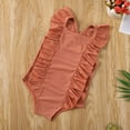 thumbnail image 3 of Seyurigaoka Toddler Girl One Piece Swimsuit Ruffle Solid Color/Zebra Print Swimwear, 3 of 8