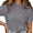 1-Gray, variant on Women's Navy Blue Celestial Star Graphic Short Sleeve T-Shirt Soft Cotton Crewneck Top