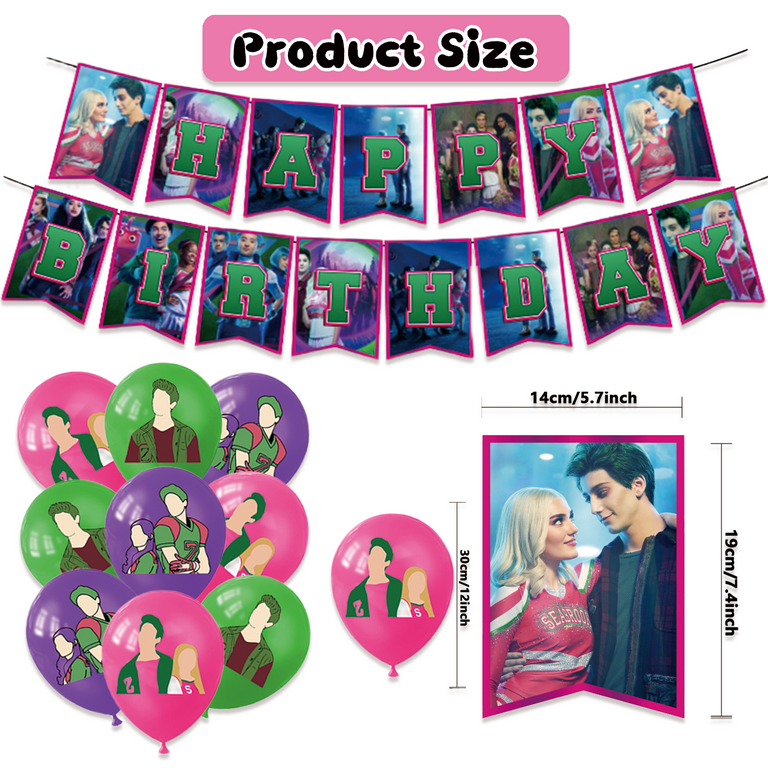 32 PCS For Zombie Theme For High Birthday Party Decorations,With 1 Happy Birthday Banner Garland,13 Cupcake Toppers,18 Balloons for Children Party Decorations