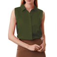 thumbnail image 4 of Women's Sleeveless Button Down Shirts Blouses Solid Casual Loose V Neck Tank Tops for Work Summer 2025 S-XXL, 4 of 5