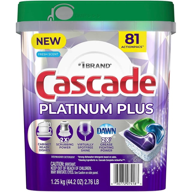 Detergente para lavavajillas Cascade Platinum en polvo, 1,45 kg, 92 paquetes