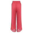 thumbnail image 4 of Pink Linen Pants Women Summer 2025 New Women's Casual Loose Fitting Waist and Ankle Patchwork Lace Cotton and Linen Pants, 4 of 5
