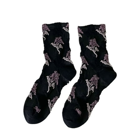 

sebtyili womens winter socks autumn and winter mid tube socks knitted jacquard printing warm stockings