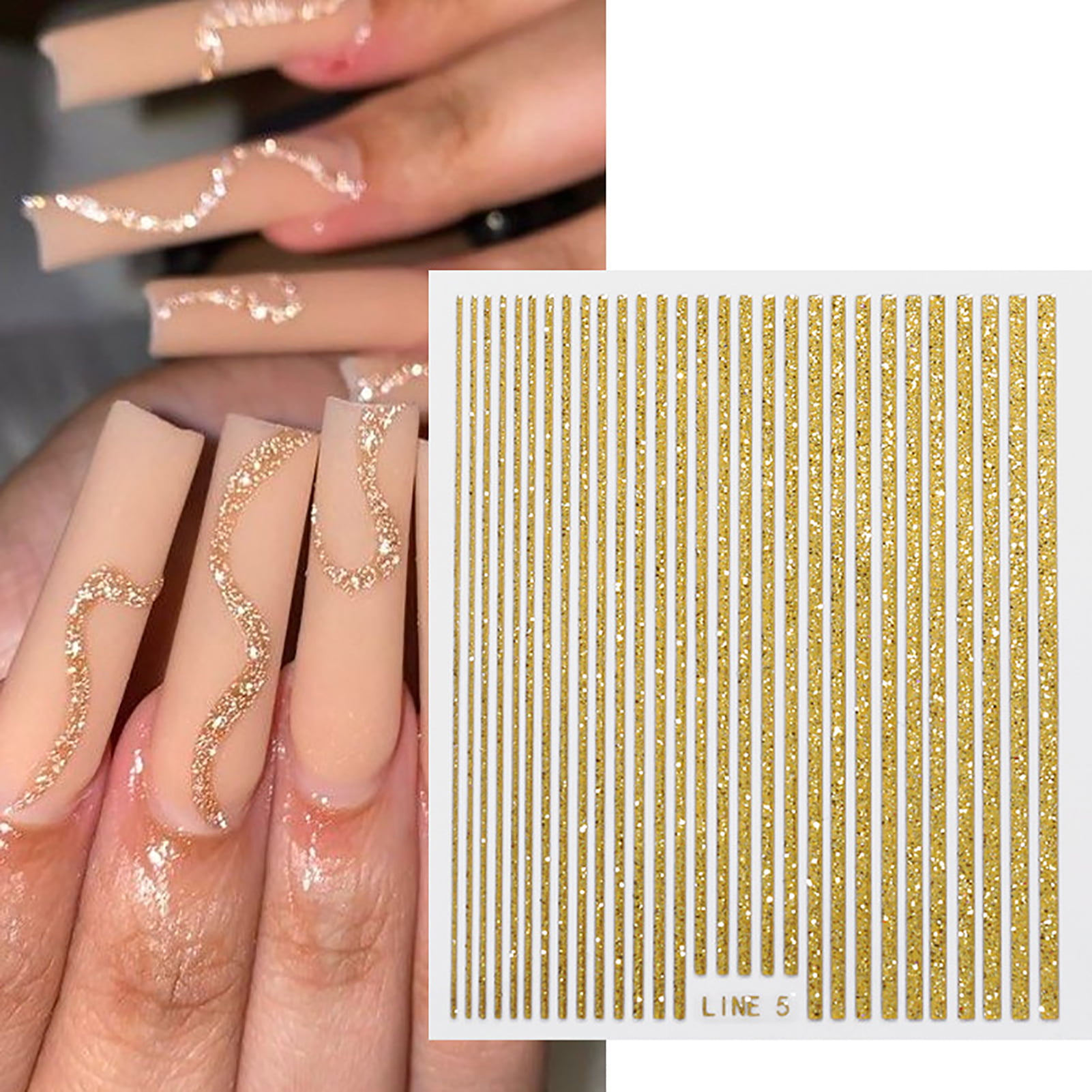 Opvise 12pcs/set Nail Foils Ultra Thin Easy to Stick Lightweight Gold Nail Foil Sequin Flakes for Manicure, 2#