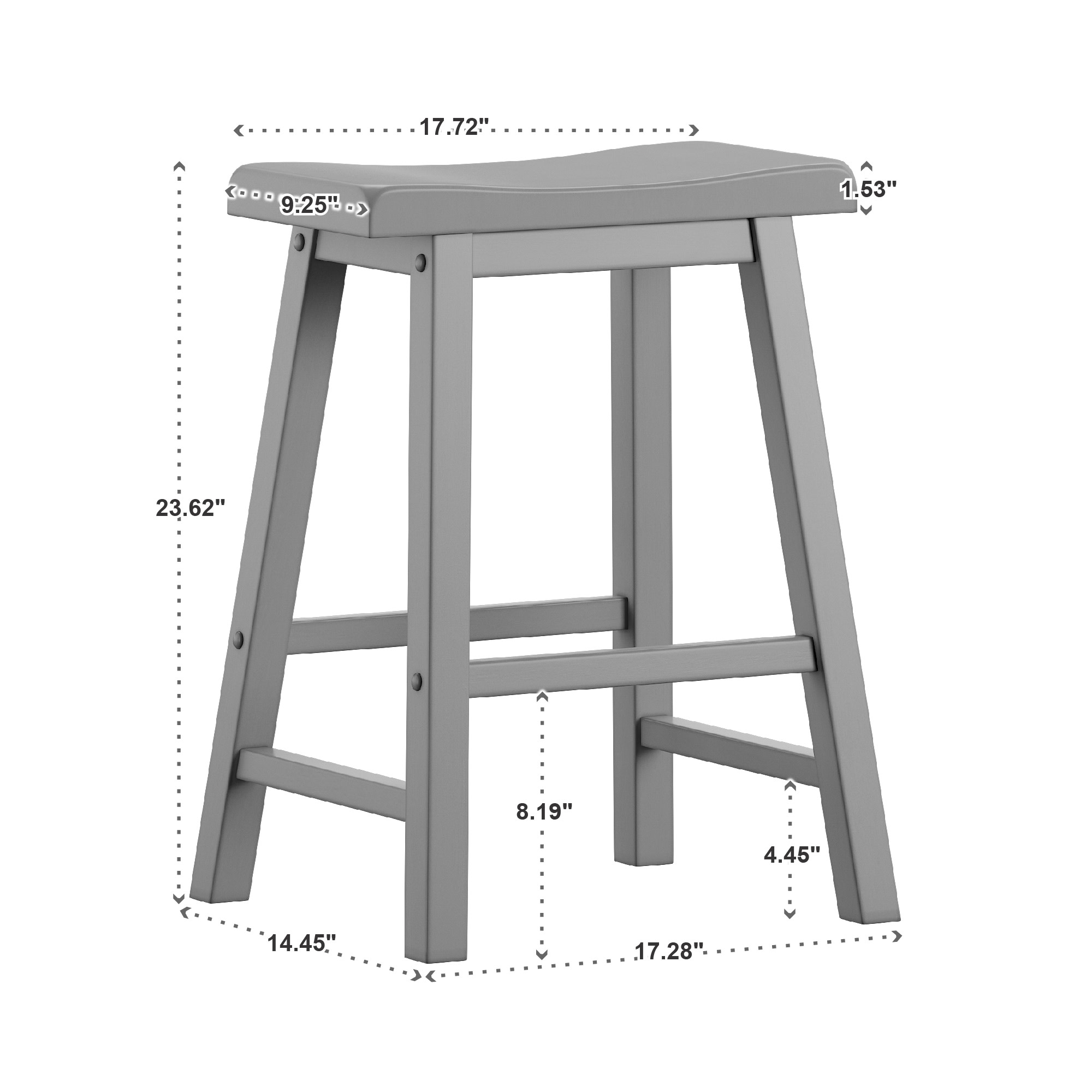 Weston Home Ashby 23 inch Backless Bar Stools, Set of 2, Frost Grey Finish