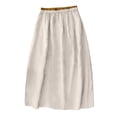 thumbnail image 3 of Womens Linen Midi Skirt Cotton Maxi Skirt Casual Flowy Swing Elastic High Waist A-Line Split Long Boho Champagne L, 3 of 3