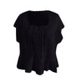 thumbnail image 6 of Cute T Shirts for Women Summer Casual Short Sleeve Lightweight Square Neck Lace Top, 6 of 6