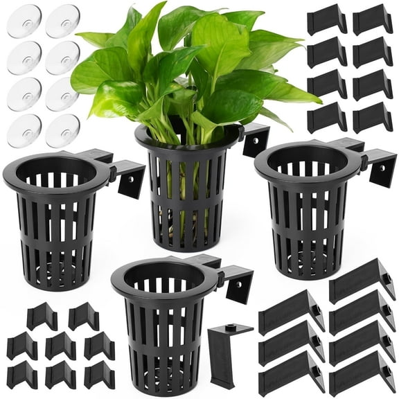 New for 2025 Aquarium Plant Holder with 1.57-inch Extension Hooks and Suction Cups for Fish Tank Aquaponic Plant Cultivation and Aquascape Decorations Accessories (4 PCS)