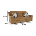 thumbnail image 5 of Damon Manual Reclining Sofa, Camel Brown Polyester, 2 Pillows, 86 Inch, 5 of 5