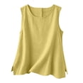 thumbnail image 3 of Womens Tank Tops Cotton Linen Casual Sleeveless Vest Summer Loose Comfy Camisole Yellow Tank Tops for Women, 3 of 9