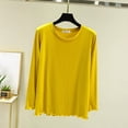 thumbnail image 4 of Womens Long Sleeve Undershirts 2026 Spring Lettuce Trim Base Layer Tops Crew Neck Underwear Top Lounge Homewear, 4 of 9