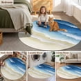 thumbnail image 5 of Navy Blue Ombre Ocean Round Area Rug 7Ft Washable Circle Rugs for Dorm Laundry Room, Watercolor Coastal Beach Waves Non-Slip Carpet Floor Mats Indoor Outdoor Carpet Runner Aesthetic Home Decor, 5 of 8