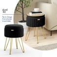 thumbnail image 5 of Hearth & Harbor Round Ottoman with Storage, Luxurious Foot Stool and Chic Vanity Stool with Storage, Elegant Pleated Velvet Black, 5 of 8