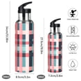 thumbnail image 2 of Yayeee 33oz Insulated Water Bottle Double Wall Stainless Steel with Flip Straw Lid, Red Teal Stripes, 2 of 7