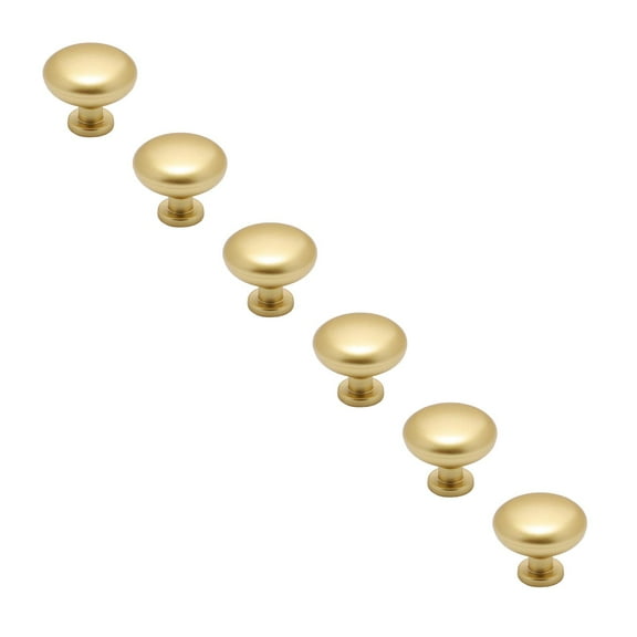 Brushed Gold Cabinet Knobs Round Brass Drawer Pulls Kitchen Cupboard Bathroom Dresser Cabinet Hardware Handles Zinc Alloy 10 Pack