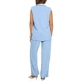 thumbnail image 3 of INSPIRE CHIC Women's 2 Piece Set Casual Outfits Sleeveless Blazer and Wide Leg Dressy Pant Suits M Blue, 3 of 6