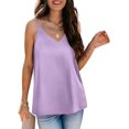 thumbnail image 2 of ZHAOCHENG Camisola de verano sin mangas de satén de seda para mujer con cuello en V, tallas S a 2XL, 2 of 3