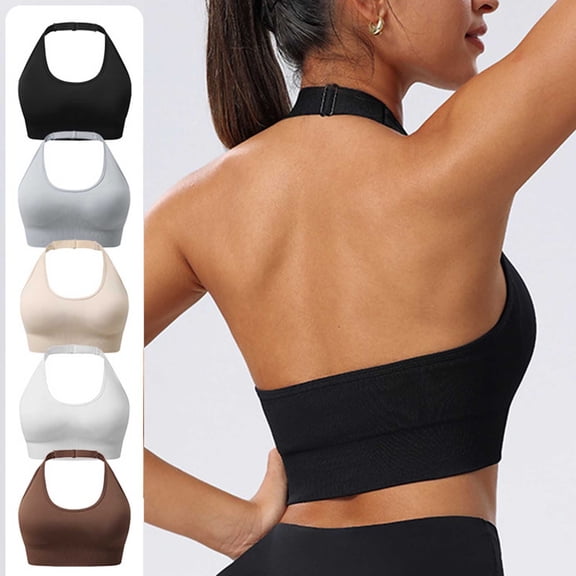 Vetsdori Sports Bras for Women Halter Workout Bralette Wireless Soft,Casual Womens Bras Summer