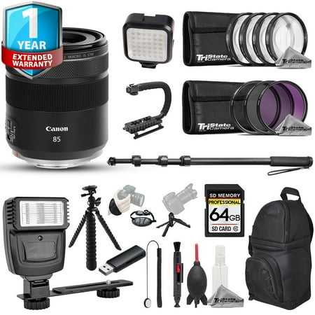 Canon RF 85mm f/2 Macro IS STM Lens - 22pc 64GB Utility Kit + 1 Yr Warranty (International Version)