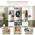 thumbnail image 4 of FFZ 79.1" Hall Tree with Shoe Storage, 4 Cabinets, 7 Hooks and 3 Seating Benches, White, 4 of 14