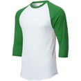 thumbnail image 2 of Soffe Men's Classic Raglan 3/4 Sleeve Baseball T-Shirt White/Green M, 2 of 3