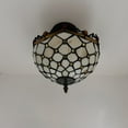 thumbnail image 4 of Tiffany Ceiling Lights Fixture Beige Stained Glass Crystal Beans LED Bulbs Included for Living Room Bedroom Kitchen 12"W*12"D*12"H, 4 of 5