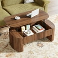 thumbnail image 3 of Tribesigns Table Basse Ovale de 47 Pouces à Plateau Relevable avec Tablette de Rangement pour Salon, Tables Centrales Mi-Siècle avec Compartiment Caché, Brun Rustique, 3 of 7