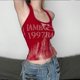 thumbnail image 5 of LUVCLS Camisola roja con estampado floral vintage para mujer, sin mangas, ajustada y corta ]б, 5 of 6