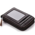 thumbnail image 2 of Men Credit Card Bag Genuine Leather RFID Blocking Zipper Thin Wallet ID Protection Purse, 2 of 6