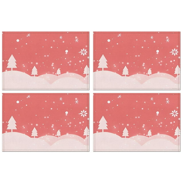 Merry Christmas Winter Tree Winter Placemats Set Of 4 Heat-resistant Placemats 12 X 18 Inch Seasonal Farmhouse Holiday Rustic Decoration for Kitchen Dining Table,Kitchen Table Mats