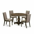 thumbnail image 6 of East West Furniture 5 Piece Dining Room Set Contains a Modern Kitchen Table and 4 Dark Khaki Linen Fabric Mid Century Dining Chairs with High Back - Distressed Jacobean Finish, 6 of 8