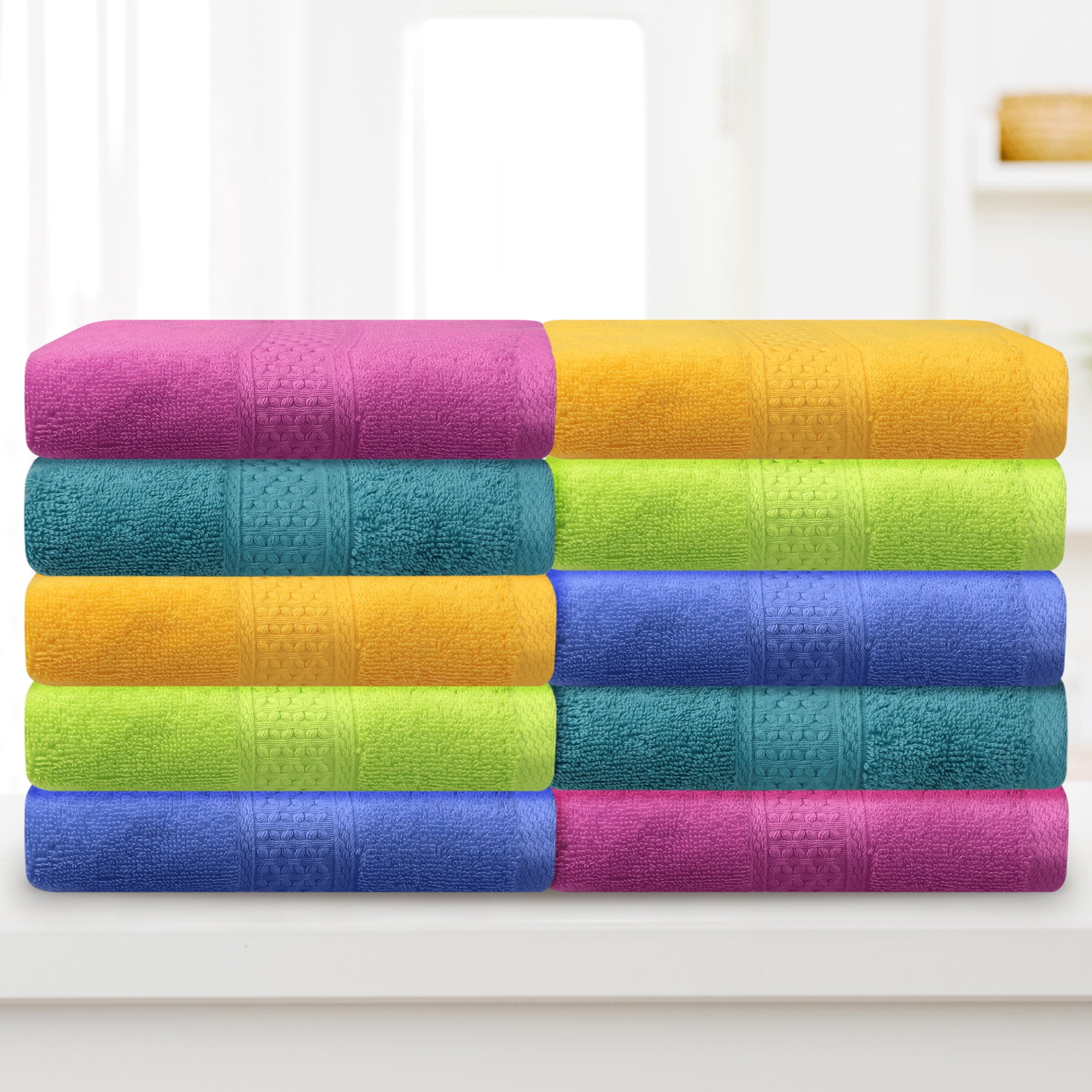 Unique Bargains 4 Pcs Solid Soft Hand Towel Yellow/Navy Blue 13" x 30"/14" x 30"