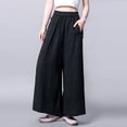 thumbnail image 3 of Pantalones anchos finos de algodón y lino para mujer, pantalones hasta el tobillo holgados y transpirables de cintura alta para primavera y verano, pantalones de pierna ancha para mujer, 3 of 5