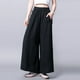 thumbnail image 1 of Pantalones anchos finos de algodón y lino para mujer, pantalones hasta el tobillo holgados y transpirables de cintura alta para primavera y verano, pantalones de pierna ancha para mujer, 1 of 5