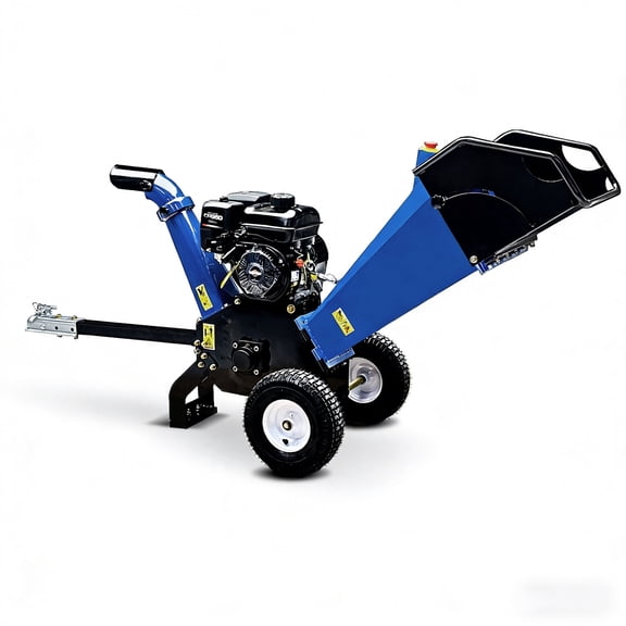 4-Inch 208cc 6.5HP Gas Powered Wood Chipper, Recoil Start, Leaf Branch Shredder Mulcher with 2" Coupler Tow Hitch, Towable Wood Chipper Shredder