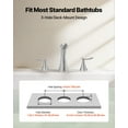 thumbnail image 5 of Deck Mount 3-Hole Roman Tub Faucet Set, Waterfall Gooseneck with Two Handles, Brushed Stainless Steel Bathtub Faucet for Deep Bathing and Pet Care, 5 of 11