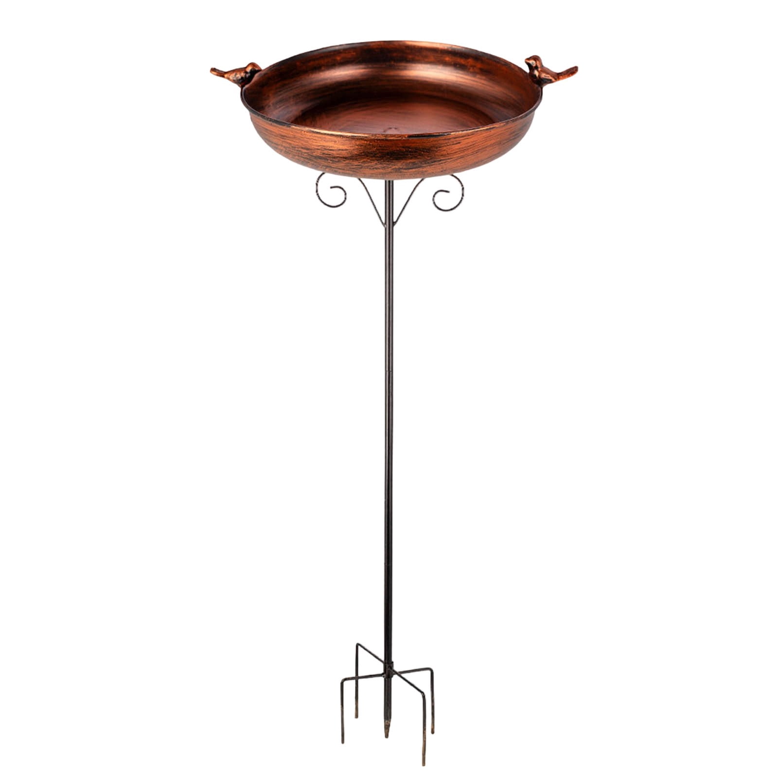38 Inch Tall Bird Bath with Stake, Vintage Copper Metal Bird Bath for Outside Metal Freestanding Birdbath for Garden Yard Patio