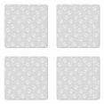 thumbnail image 1 of Floral Coaster Set of 4, Continuous Modern Thin Lines Rose Flower Sketch in Muted Grey Tones Pattern, Square Hardboard Gloss Coasters, Standard Size, Pale Grey and White, by Ambesonne, 1 of 2