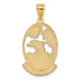 thumbnail image 4 of 14K Yellow Gold Polished Finish JAMAICA with Dolphins, Waves, Sunshine Scene Back Ground Oval Shape Charm Pendant, 4 of 4