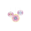 Tie Dye Party Paper Fan Decoration,Pack of 3,6 packs