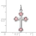 thumbnail image 3 of 925 Sterling Silver Pink Budded Croix Collier Pendentif Religieux, 3 of 8