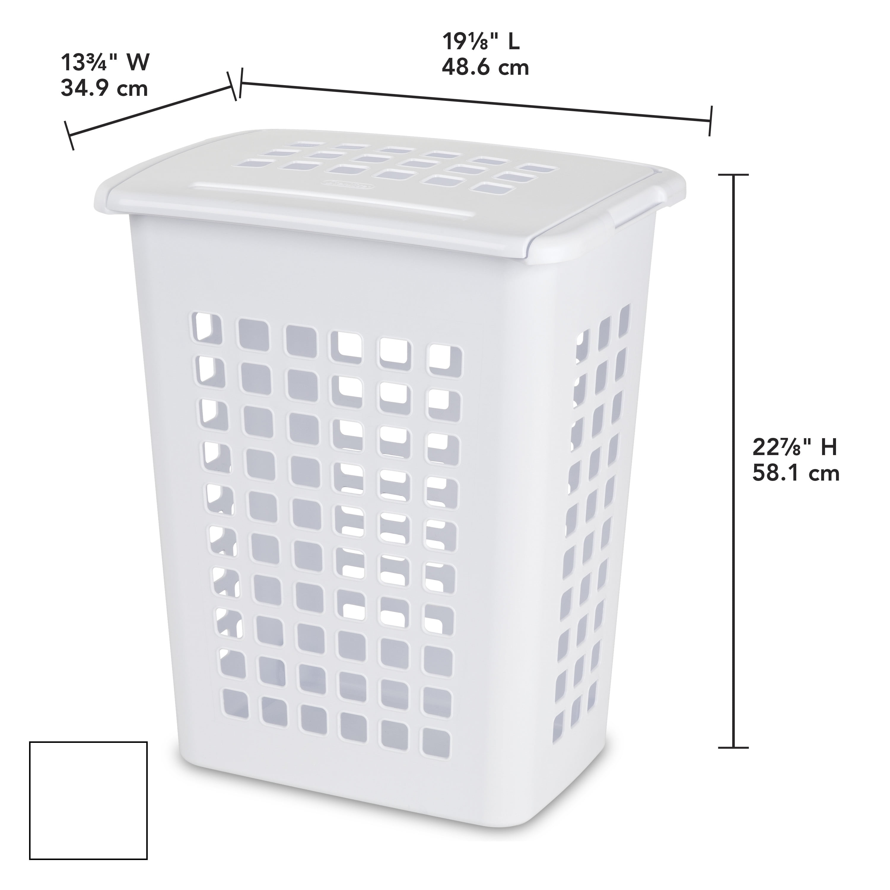 Sterilite Rectangular LiftTop Plastic Laundry Hamper , White, Set of 4 - 1