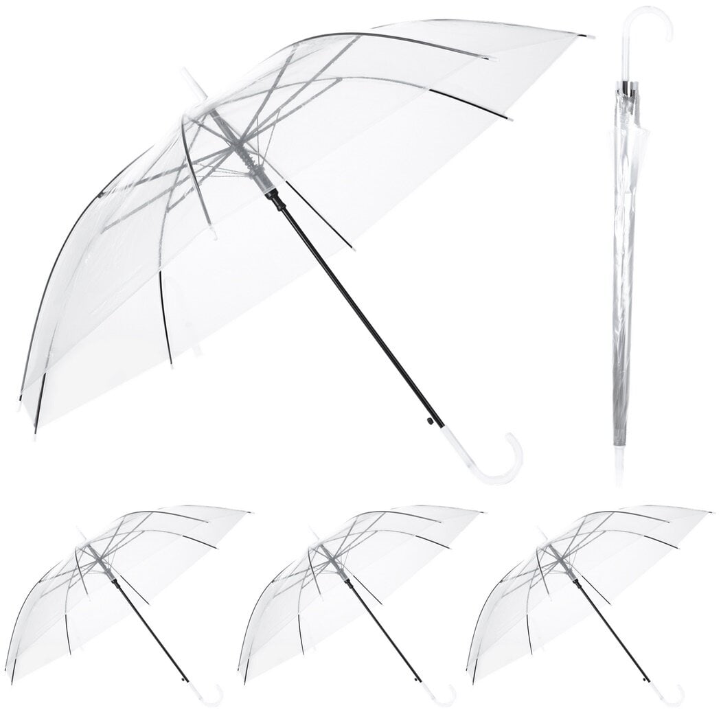 4PCS Clear Umbrellas for Wedding Bulk Stick Umbrellas Windproof Clear
