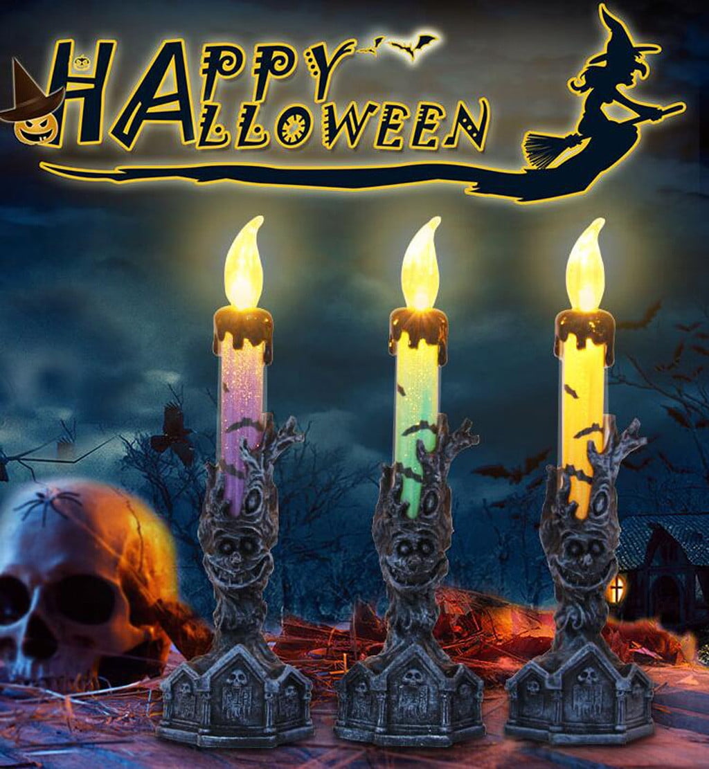 Halloween Skull Skeletal Hand Holder Candle Light Decoration Party Lamps Prop 