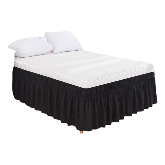 Fufafayo Elastic Bed Skirt Solid Color, Fitted Wrap-Around Bed Skirt, Tailored Bedding Decor, Hidden Elastic Waistband for Queen King Full Size Mattress, Breathable Fabric Bedroom Decor Upgrade