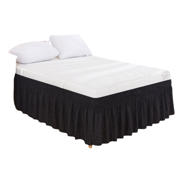 Bed Skirt with Elastic Wrap Solid Color Soft Fabric Easy Fit for King Queen Full Size Beds Hidden Box Spring Cover Dust Ruffle
