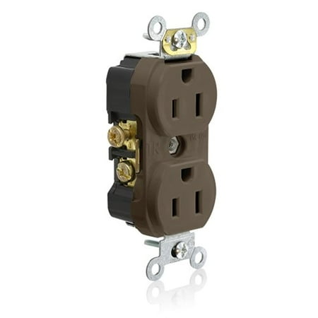 Leviton TCR20 Commercial Grade Tamper Resistant Duplex Receptacle – 20 Amp, 125 Volt, Side Wired, Brown – UL Safety Shutters For Child Protection