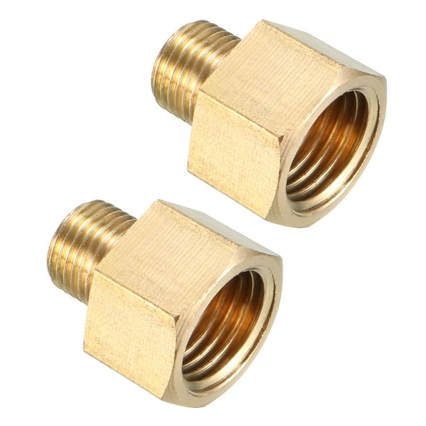 Adaptador de accesorio de tubo de latón, 1/8 PT macho x 1/4 PT hembra, 2 piezas
