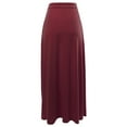 thumbnail image 3 of A2Y Women's Drawstring Waist Side Pockets Rayon Maxi Skirt Dark Burgundy 1XL, 3 of 4